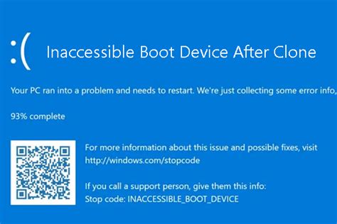 inaccessible boot device clone